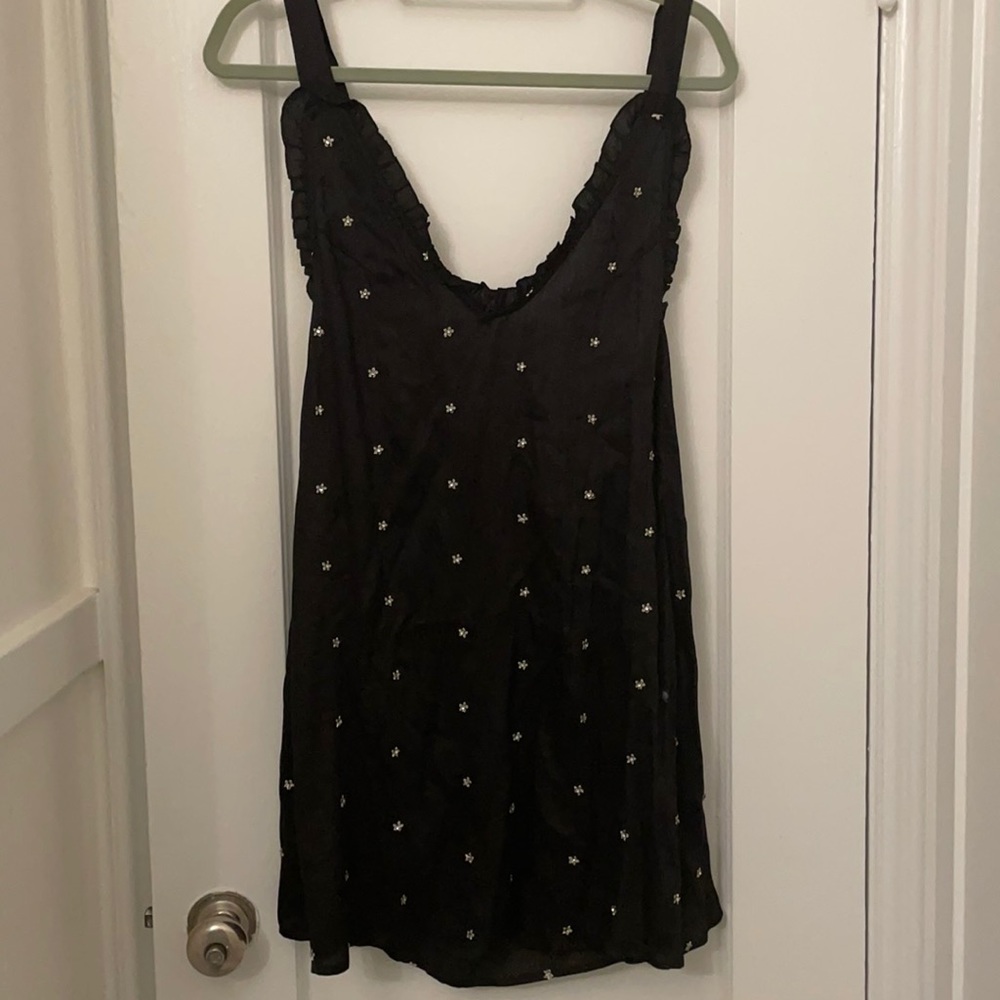 FP mini black dress with beaded flowers